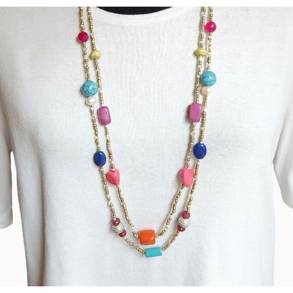 Chicos Two Strand Multi Color Necklace NWT - Picture 1 of 7